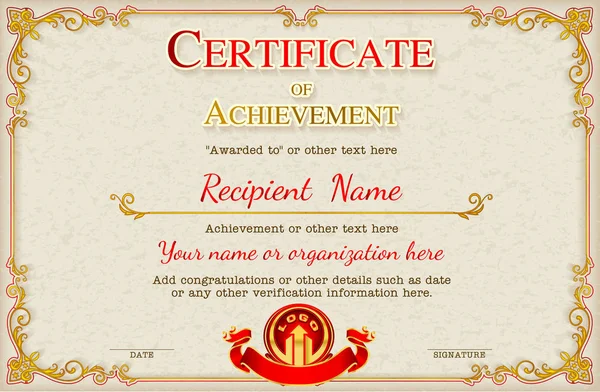 Vintage retro çerçeve sertifikası arka plan tasarım şablonu, altın detaylı sertifika, resim için köşe tayland hattı çiçek ile Altın fotoğraf çerçevesi,