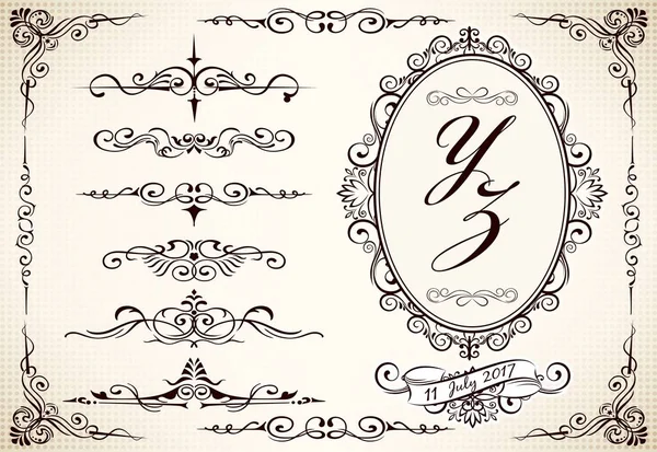 Dekoratif vintage çerçeveler ve kenarlıklar seti seti