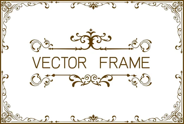 Tay tarzı sınır, çizgi köşeleri ile eski fotoğraf çerçevesi. Dekorasyon ahşap tarzı vektör tasarım desen çiçek 