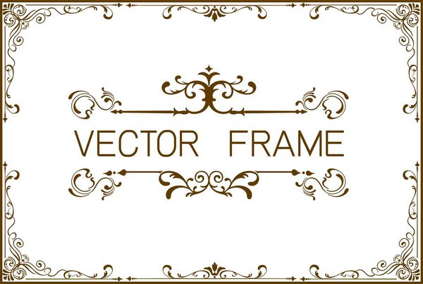 old photo frame with Thai style border, line corners. Decoration wood style vector design pattern floral 