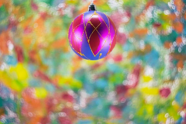 Decorações Natal Fundo Colorido Com Efeito Bokeh — Fotografia de Stock
