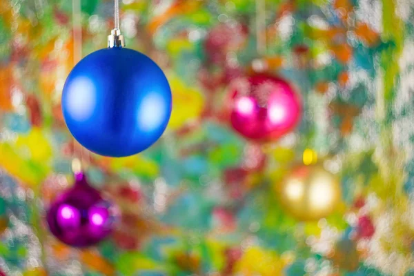 Decorações Natal Fundo Colorido Com Efeito Bokeh — Fotografia de Stock