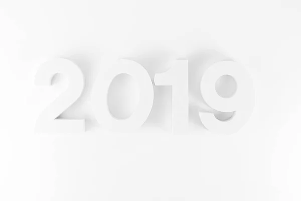 Números Blancos 2019 Sobre Fondo Blanco — Foto de Stock