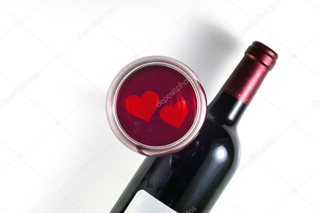  A bottle of red wine for the romantic evening of lovers