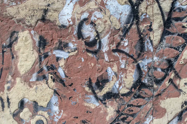 Grunge Hintergrundtextur Reste Von Graffiti Einer Bröckelnden Mauer Die Oberfläche — Stockfoto