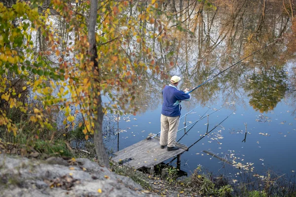 Autumn evening fishing on a small river