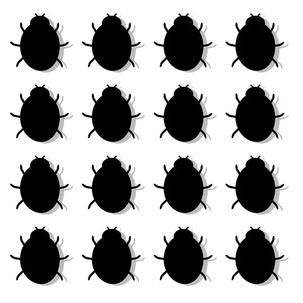 Ensemble Coléoptères Noirs Avec Ombre — Image vectorielle