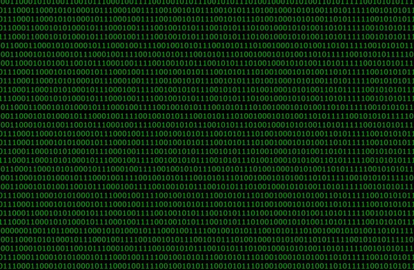 Binary code in green font on a black background