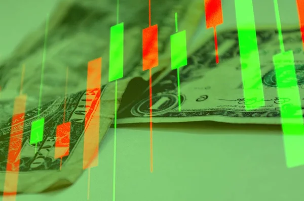 Mali grafik arka plan para üzerinde. Kişisel Finans, finansal piyasalar. Odak dışında