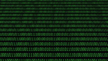 İkili kod içinde siyah bir zemin üzerine yeşil yazı tipi