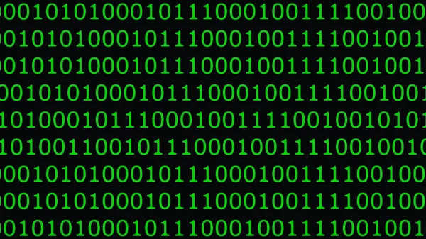 Binary code in green font on a black background