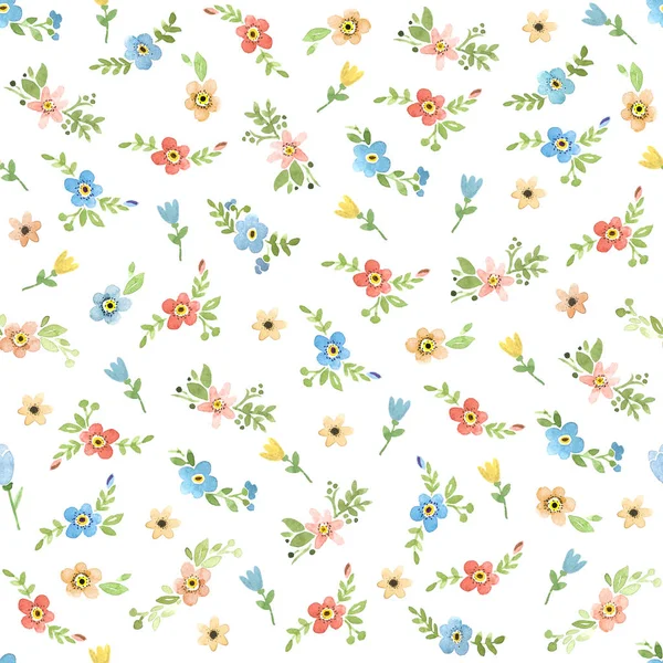 Seamless pattern with forget me not flowers . Hand painted water — Stock Photo, Image