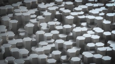 Altıgen geometrik arka plan. Birçok metal altıgenler yapısını. Parlak petek desen. Yaratıcı geometrik öğeleri. Dijital kavramı. 3D render