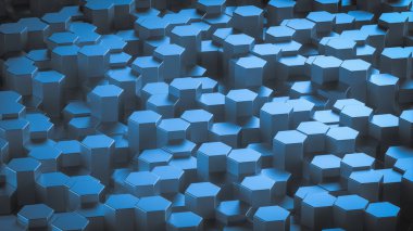 Altıgen geometrik arka plan. Birçok metal altıgenler yapısını. Parlak petek desen. Yaratıcı geometrik öğeleri. Dijital kavramı. 3D render