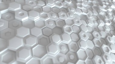 Altıgen geometrik arka plan. Çok sayıda farklı yükseklik altıgenler soyut yapısını. Yaratıcı petek yüzey. Hücre elemanları desen. 3D render