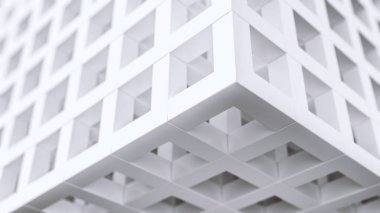 Beyaz soyut mimari şekiller. Minimalist arka plan basit yapı ve birçok windows ile. Geliştirme Şirket kavramı. 3D render