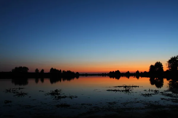 Sunset Bulvarında göl (yaz günbatımı Nijniy Novgorod bölgesi Rusya'da bulunan göl üzerinde
