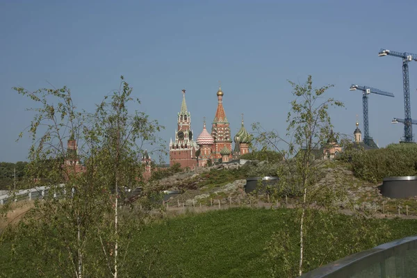 Vidoeiros Fundo Kremlin Moscou Zaryadye Park Rússia — Fotografia de Stock