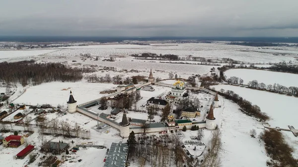 Iosifo Volotsky Monastery Winter Moscow Region Russia Aerial View — Stock Photo, Image