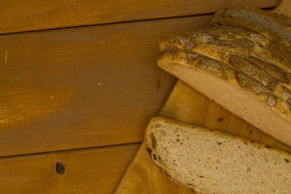 Plátky Chleba Hnědé Pozadí — Stock fotografie