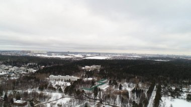 Kışın novo Peredelkino bölgesi, havadan görünüm