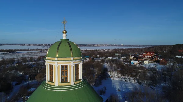 Iglesia Natividad Virgen Invierno Podmoklovo Región Moscú Rusia Vista Aérea — Foto de Stock