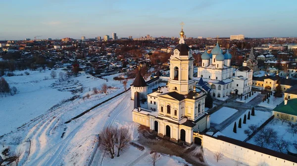 Mosteiro Vysotsky Inverno Serpukhov Rússia Visão Aérea — Fotografia de Stock