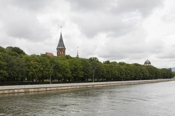 Vue Cathédrale Depuis Remblai Fleuve Opposé Quartier Historique Kneiphof Kaliningrad — Photo