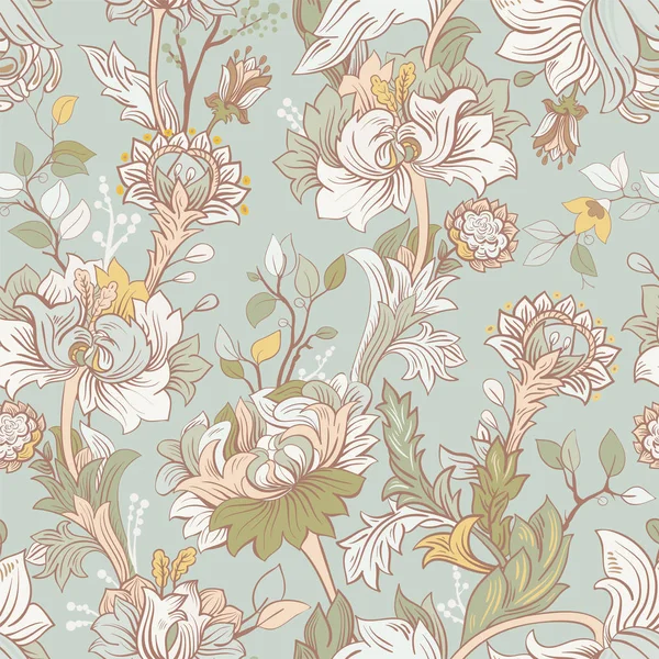 Motif doux sans couture avec de grandes pivoines décoratives. Papier peint vectoriel floral — Image vectorielle