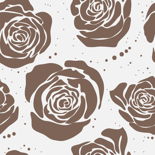 Vector seamless pattern with big flowers. Background with stylized roses. Pattern for textile, fabric, wallpaper