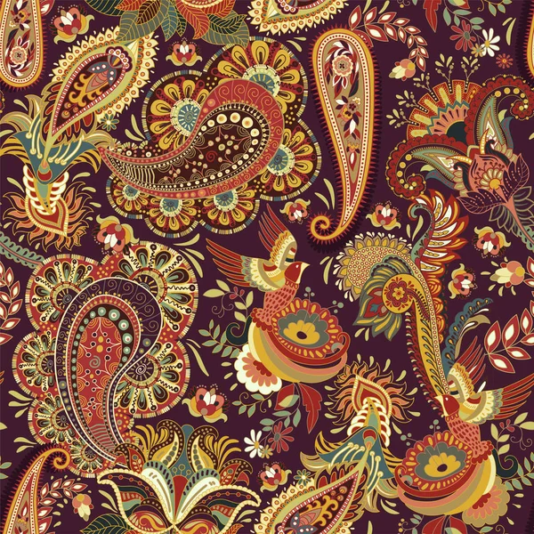 Vektor nahtlose Muster. indischer Blumenschmuck. bunte dekorative Tapeten. Paisley und Pflanzen. Vektorillustration für Web, Textil, Stoff, Einband, Druck, Einladung — Stockvektor