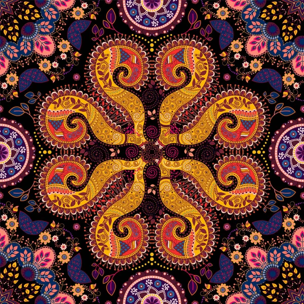 Ornamental vector seamless pattern. Ethnic seamless wallpaper. Geometric indian backdrop — Stock Vector
