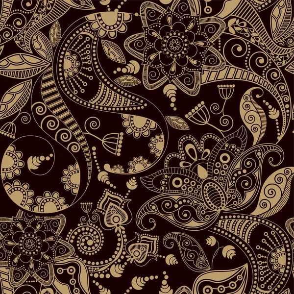 Modèle sans couture vectoriel. Ornement floral indien. Papier peint décoratif coloré. Paisley et plantes. Illustration vectorielle pour toile, textile, tissu, couverture, impression, invitation — Image vectorielle