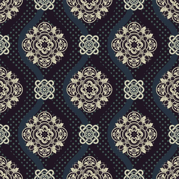 Ornamental vector seamless pattern. Ethnic seamless wallpaper. Geometric flowers backdrop — Stock Vector