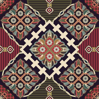 Süs vektör seamless modeli. Etnik sorunsuz duvar kağıdı. Halk süs zemin. Vektör geometrik illüstrasyon kaydırma kağıt, web, tekstil, kumaş için