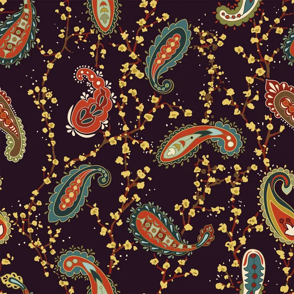 Carta da parati Paisley colorato. Fondo etnico per tessile, copertina, carta da imballaggio, tela. Carta da imballaggio Paisley — Vettoriale Stock