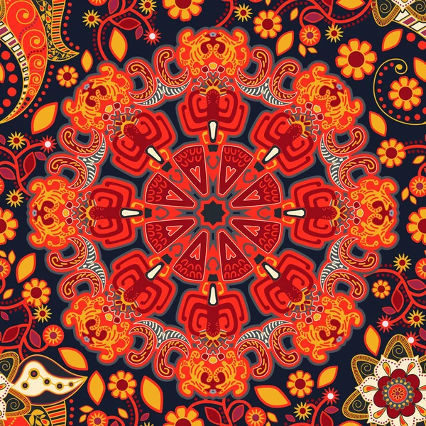 Patrón sin costura ornamental abstracto. Fondo de pantalla inconsútil colorido, mandala indio — Archivo Imágenes Vectoriales