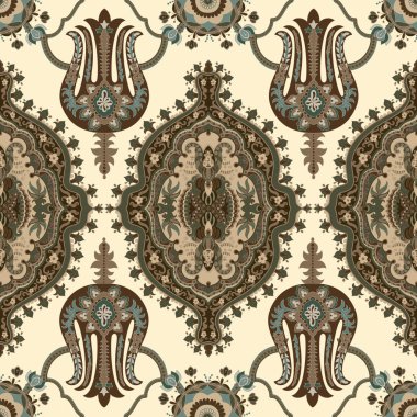 Hint süsleme, vektörel clipart. Dikişsiz etnik desen. Ambalaj Kağıt, duvar kağıdı, telefon kapağı, web için renkli resimde