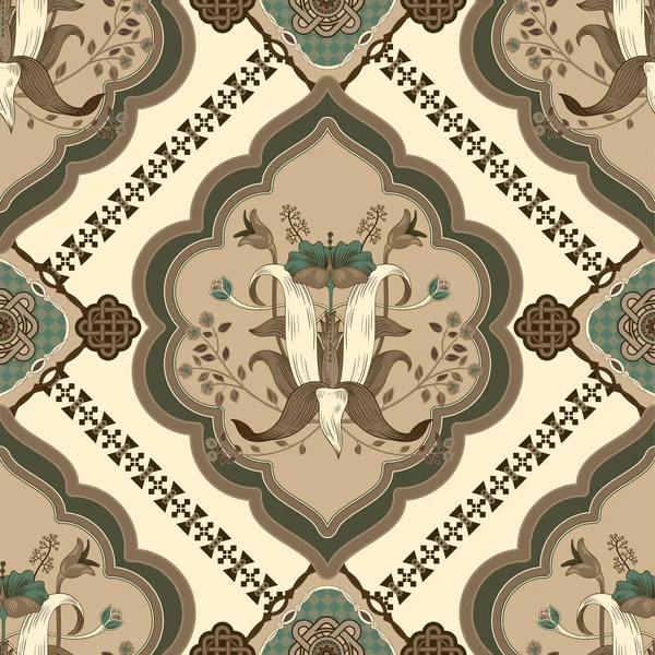 Ornamental vector seamless pattern. Ethnic seamless wallpaper. Geometric backdrop — Stock Vector