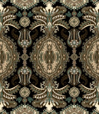 Vektör seamless modeli. Hint çiçek süsleme. Renkli dekoratif duvar kağıdı. Vektör çizim web, tekstil, kumaş, kapak, baskı, kağıt ambalaj, davet için