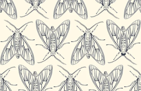 Padrão ornamental vetorial com borboletas. Fundo simétrico com insetos. Design para têxteis, tecido, capa, papel de parede, pano de fundo, web —  Vetores de Stock