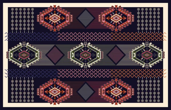 Colorful ornamental vector design for rug, carpet, tapis. Persian, Turkey rug, textile. Geometric floral backdrop. Abstract ornament with decorative elements. Abstract geometric carpet — Stock Vector