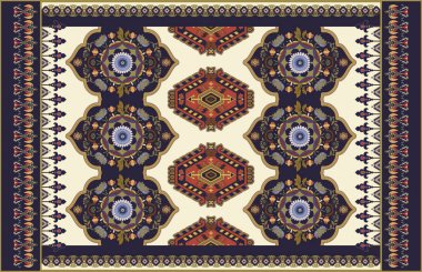 Halı, halı, tapis için renkli süs vektör tasarımı. İran halısı, tekstil. Geometrik çiçek fon. Dekoratif elemanları ile Arap süs. Halk milli süsü ile Türk halısı