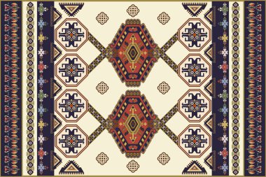 Halı, halı, tapis için renkli süs vektör tasarımı. İran halısı, tekstil. Geometrik çiçek fon. Dekoratif elemanları ile Arap süs. Halk milli süsü ile Türk halısı