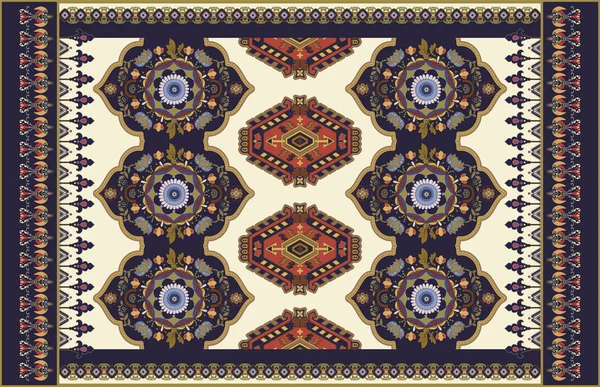 양탄자, 카펫, 타피에 대한 다채로운 장식 벡터 디자인. 페르시아 양탄자, 섬유. 기하학적 꽃 배경입니다. 장식 요소와 아라비아 장식. 민속 국가 장식품 터키 카펫 — 스톡 벡터