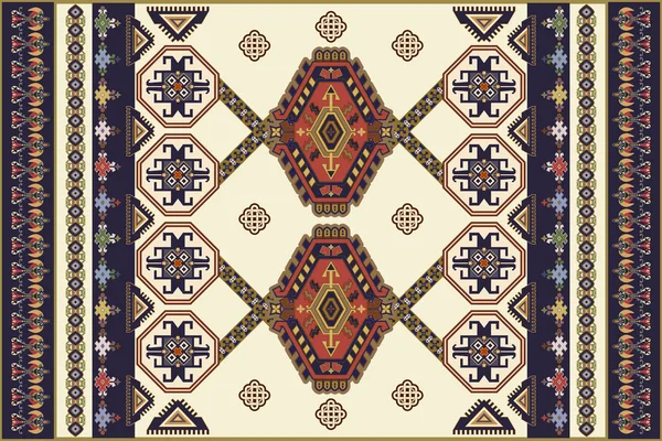 Colorato design vettoriale ornamentale per tappeto, moquette, tapis. Tappeto persiano, tessile. Sullo sfondo geometrico floreale. Ornamento arabo con elementi decorativi. Tappeto turco con ornamento nazionale popolare — Vettoriale Stock