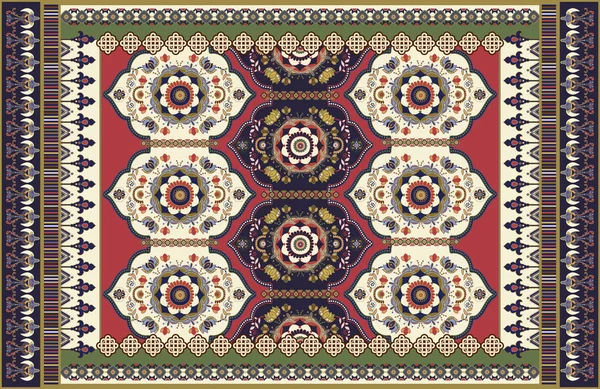 Färgglada dekorativa vektor design för matta, matta, Tapis. Persisk matta, textil. Geometrisk blommig bakgrund. Arabisk prydnad med dekorativa element. Turkisk matta med folk nationell prydnad — Stock vektor