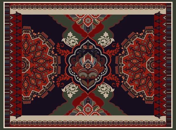 Színes díszítő vektor design szőnyeg, szőnyeg, TAPIS. Perzsa szőnyeg, törülköző, textil, szövet. Geometriai virágháttér. Arab dísz dekoratív elemekkel. Vektoros díszítősablon — Stock Vector