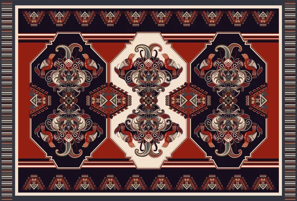 Barevný dekorativní design pro koberec, koberec, Tapis. Perský koberec, ručník, textil. Geometrická květinové pozadí. Arabská ozdoba s ozdobnými prvky. Ozdobná šablona vektoru — Stockový vektor