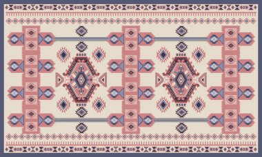 Kilim, halı, tapis için renkli süs vektör tasarımı. Farsça, Türkiye kilim, tekstil. Geometrik çiçek zemin. Dekoratif unsurlar ile soyut süsleme. Soyut dikdörtgen halı